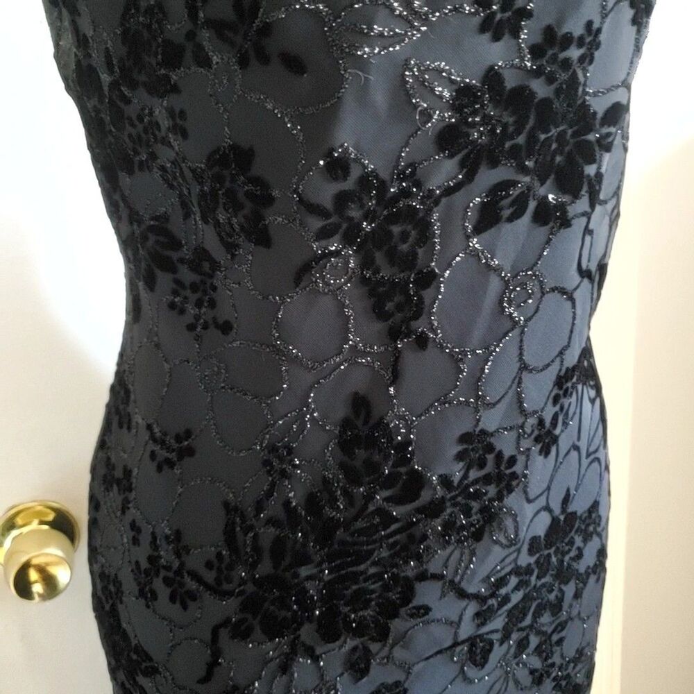 Exquis Black Floral Velvet Burnout Maxi Dress Size S 90s Y2k Whimsigoth Witchy - Picture 7 of 11